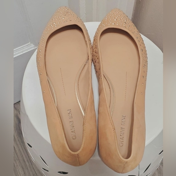 🌴Gianni Bini Leather Tan Pointee Toe Flats With Rhinestone Size 8.5M✌️ - Picture 8 of 12